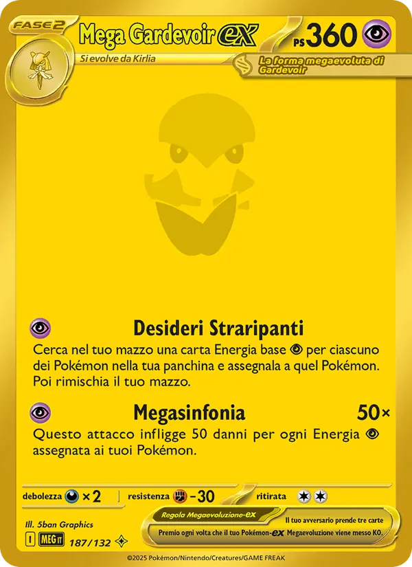 Carta Mega Gardevoir-ex dell'espansione Megaevoluzione, numero 187/132