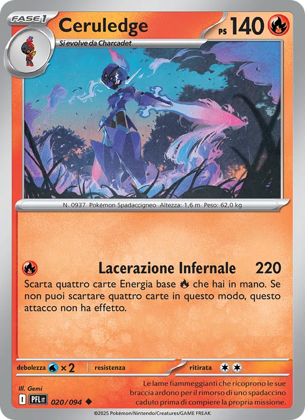 Carta Ceruledge dell'espansione Fiamme Spettrali, numero 020/94