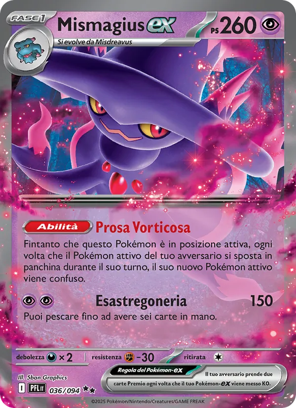 Carta Mismagius-ex dell'espansione Fiamme Spettrali, numero 036/94
