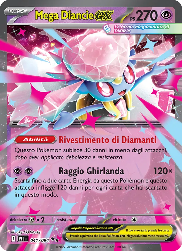 Carta Mega Diancie-ex dell'espansione Fiamme Spettrali, numero 041/94