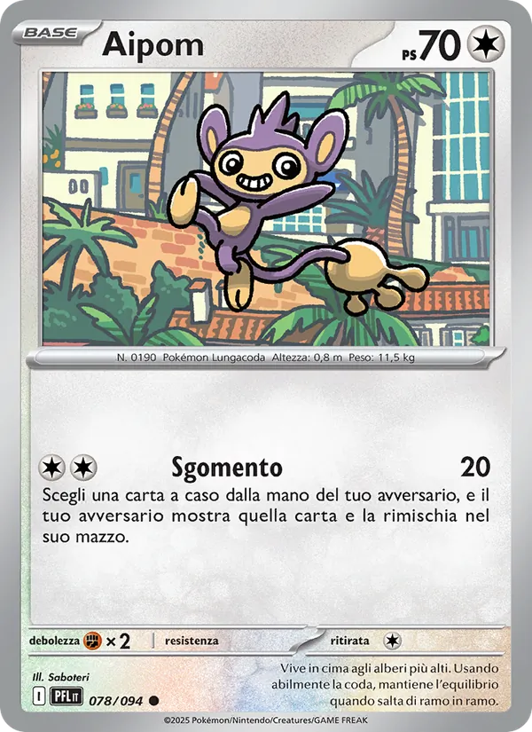Carta Aipom dell'espansione Fiamme Spettrali, numero 078/94