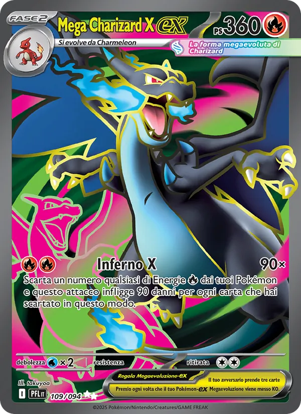 Carta Mega Charizard X-ex dell'espansione Fiamme Spettrali, numero 109/94