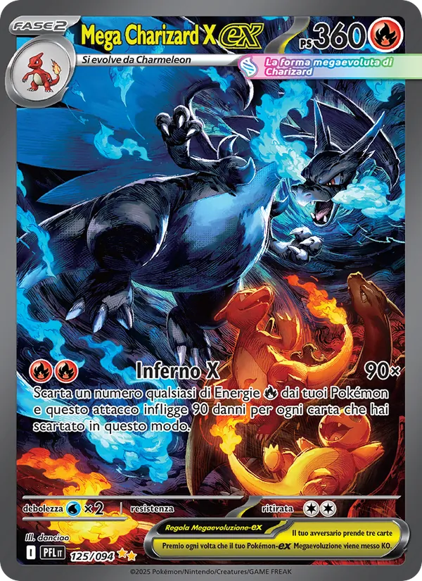 Carta Mega Charizard X-ex dell'espansione Fiamme Spettrali, numero 125/94