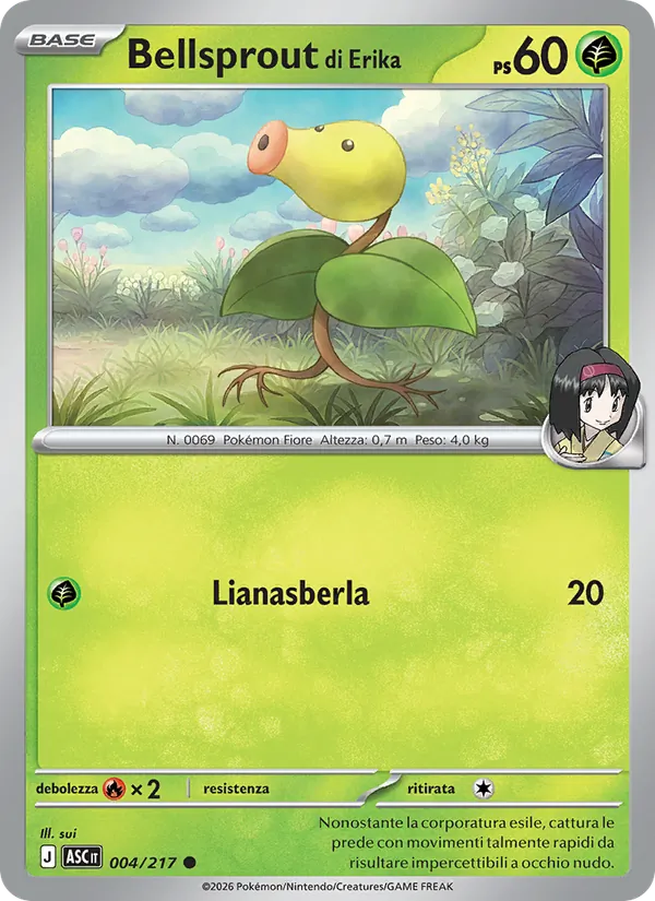Carta Bellsprout di Erika dell'espansione Ascesa Eroica, numero 004/217