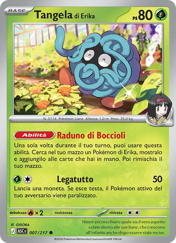 Carta Tangela di Erika dell'espansione Ascesa Eroica, numero 007/217