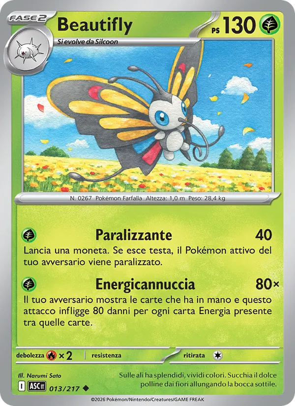 Carta Beautifly dell'espansione Ascesa Eroica, numero 013/217