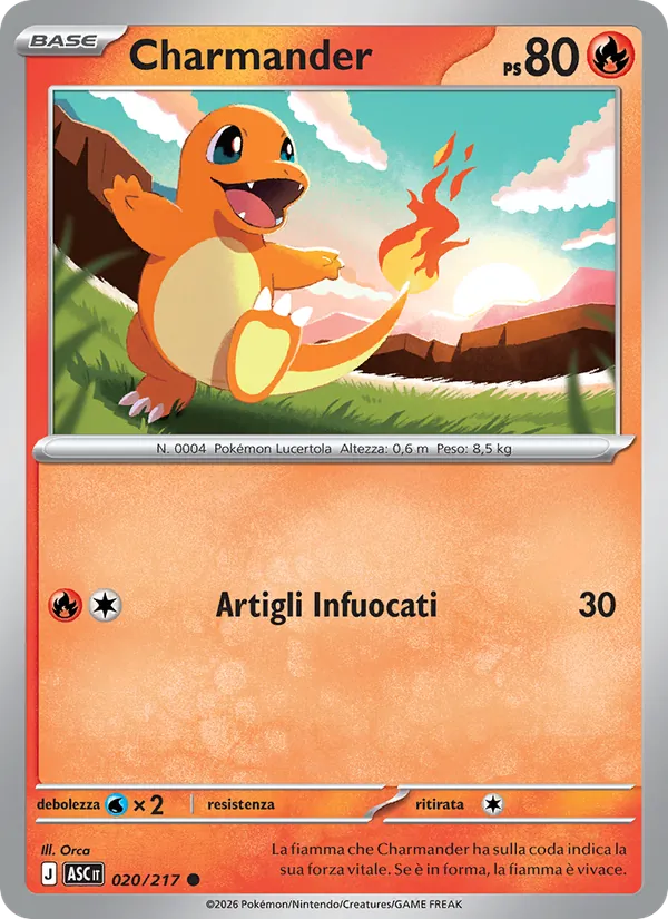 Carta Charmander dell'espansione Ascesa Eroica, numero 020/217