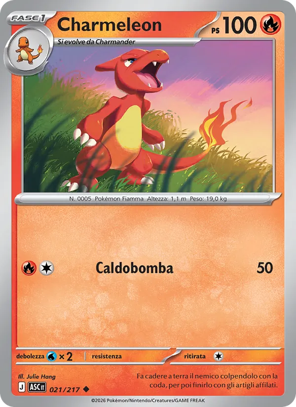 Carta Charmeleon dell'espansione Ascesa Eroica, numero 021/217