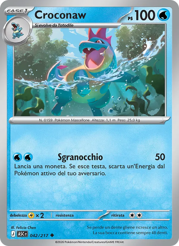 Carta Croconaw dell'espansione Ascesa Eroica, numero 042/217
