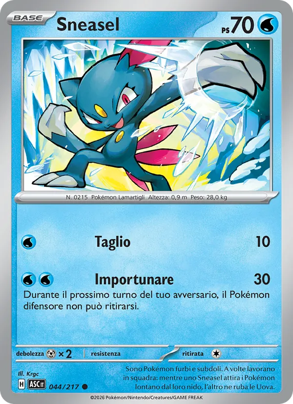 Carta Sneasel dell'espansione Ascesa Eroica, numero 044/217