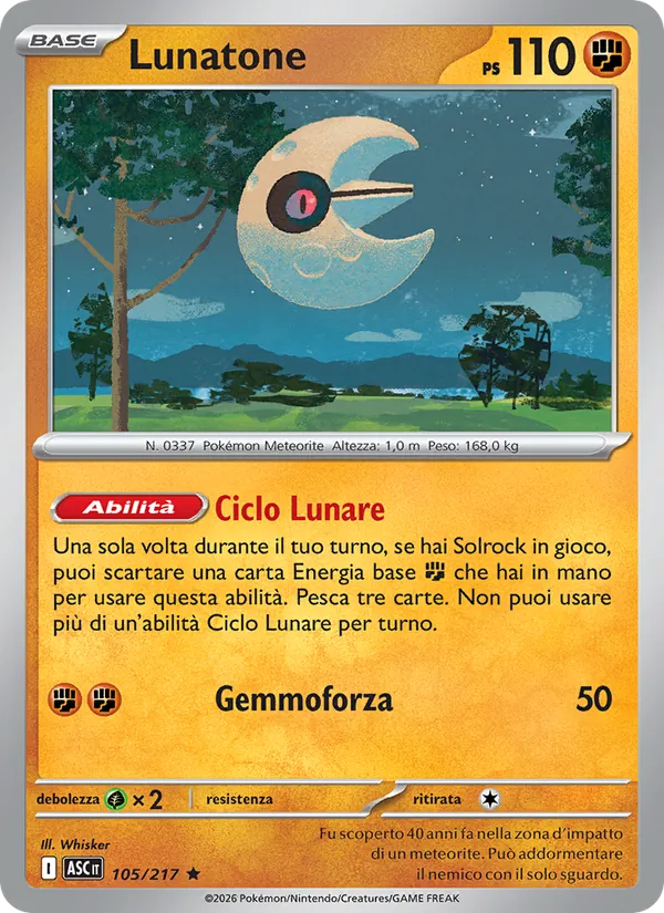 Carta Lunatone dell'espansione Ascesa Eroica, numero 105/217