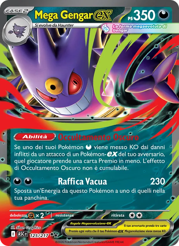 Carta Mega Gengar-ex dell'espansione Ascesa Eroica, numero 125/217