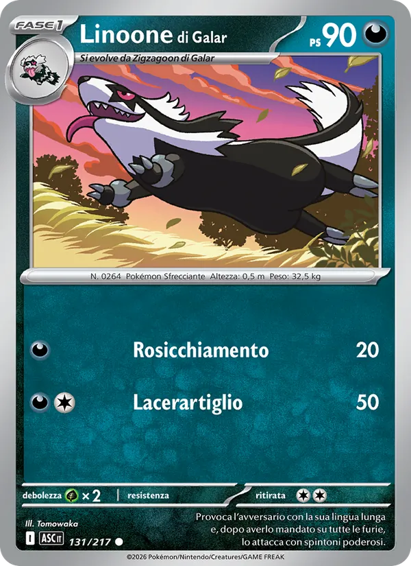 Carta Linoone di Galar dell'espansione Ascesa Eroica, numero 131/217