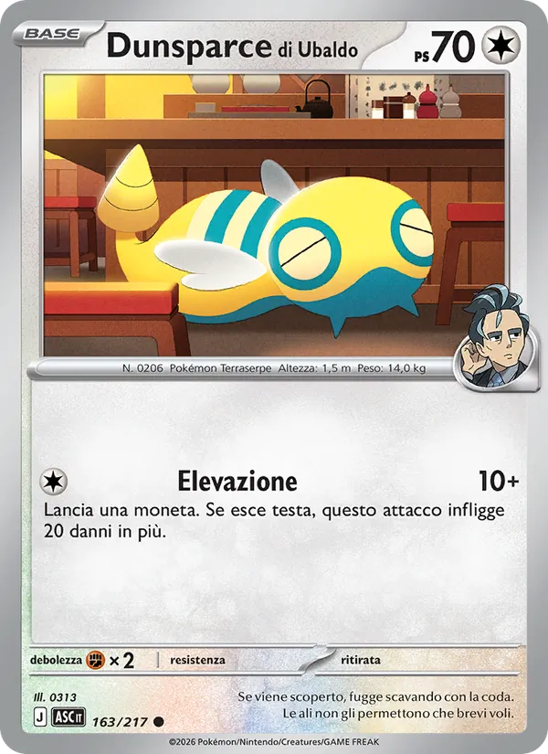 Carta Dunsparce di Ubaldo dell'espansione Ascesa Eroica, numero 163/217
