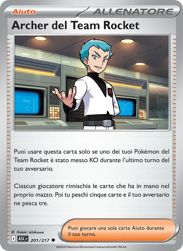 Carta Archer del Team Rocket dell'espansione Ascesa Eroica, numero 201/217