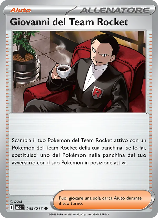 Carta Giovanni del Team Rocket dell'espansione Ascesa Eroica, numero 204/217