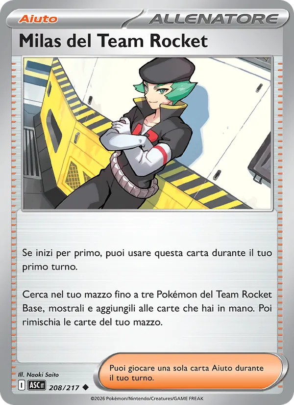 Carta Milas del Team Rocket dell'espansione Ascesa Eroica, numero 208/217