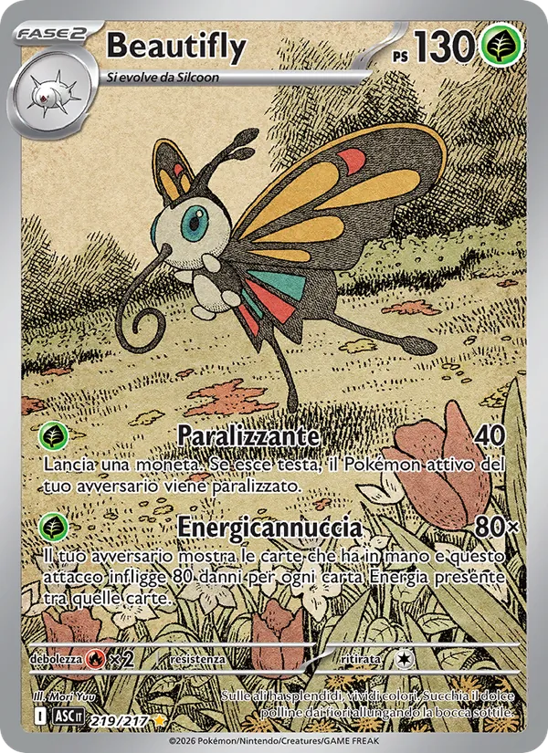 Carta Beautifly dell'espansione Ascesa Eroica, numero 219/217