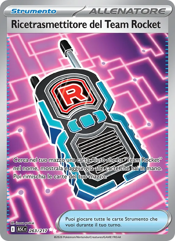 Carta Ricetrasmettitore del Team Rocket dell'espansione Ascesa Eroica, numero 263/217