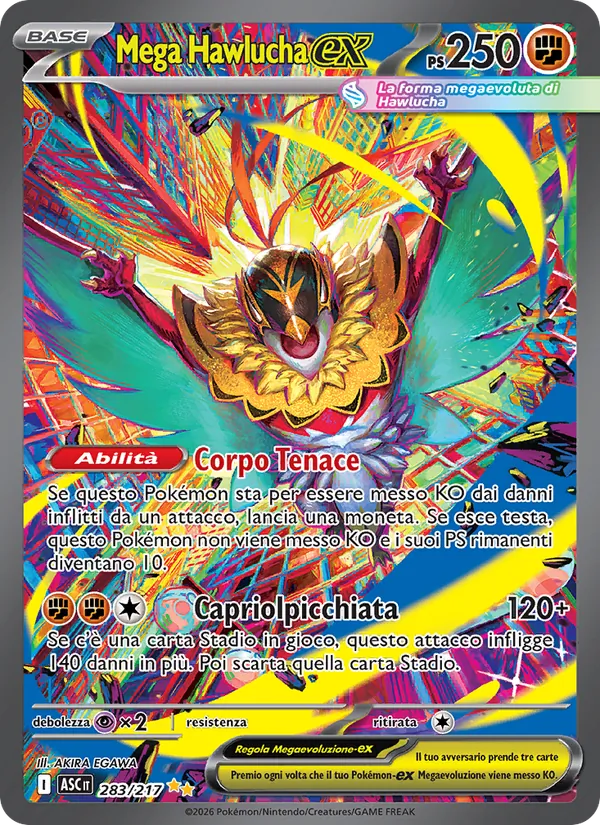 Carta Mega Hawlucha-ex dell'espansione Ascesa Eroica, numero 283/217