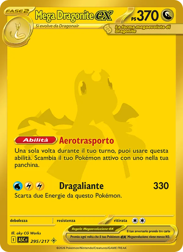 Carta Mega Dragonite-ex dell'espansione Ascesa Eroica, numero 295/217