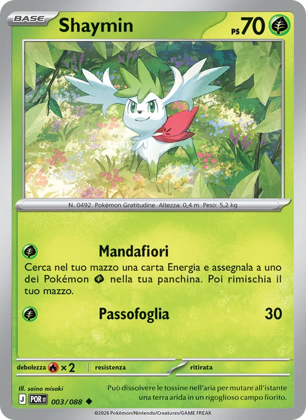 Carta Shaymin dell'espansione Equilibrio Perfetto, numero 003/88