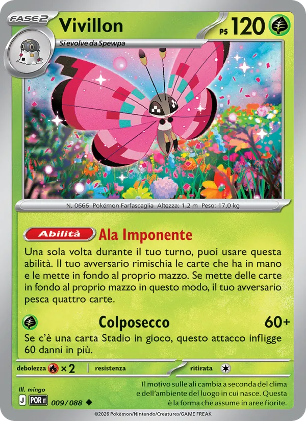 Carta Vivillon dell'espansione Equilibrio Perfetto, numero 009/88