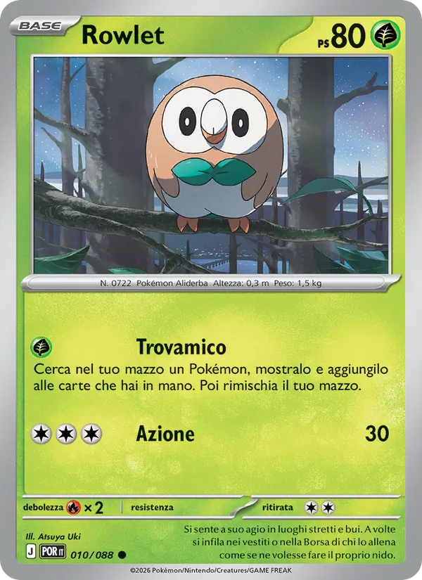 Carta Rowlet dell'espansione Equilibrio Perfetto, numero 010/88