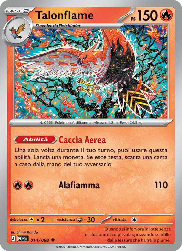 Carta Talonflame dell'espansione Equilibrio Perfetto, numero 014/88
