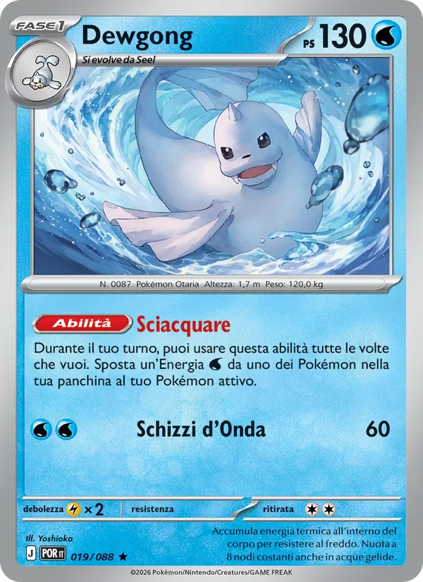 Carta Dewgong dell'espansione Equilibrio Perfetto, numero 019/88