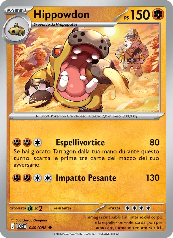 Carta Hippowdon dell'espansione Equilibrio Perfetto, numero 040/88