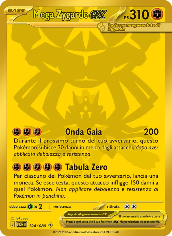 Carta Mega Zygarde-ex dell'espansione Equilibrio Perfetto, numero 124/88