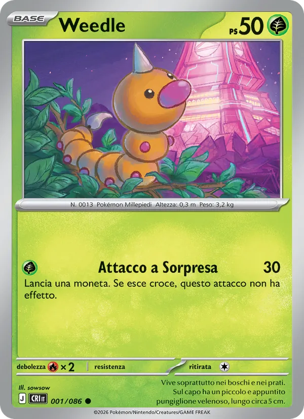 Carta Weedle dell'espansione Caos Nascente, numero 001/86