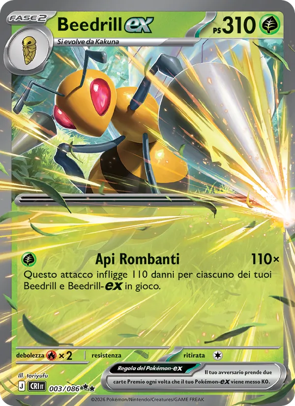 Carta Beedrill-ex dell'espansione Caos Nascente, numero 003/86