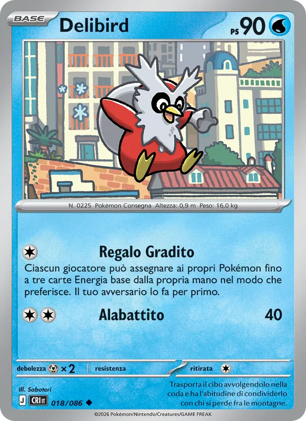 Carta Delibird dell'espansione Caos Nascente, numero 018/86