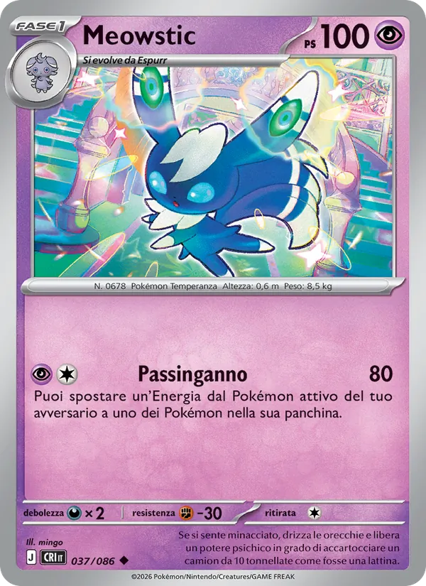 Carta Meowstic dell'espansione Caos Nascente, numero 037/86