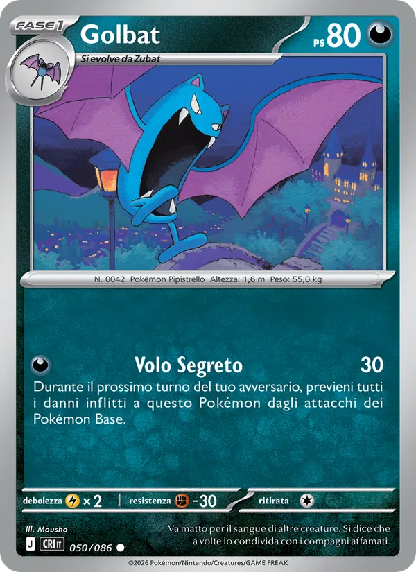 Carta Golbat dell'espansione Caos Nascente, numero 050/86