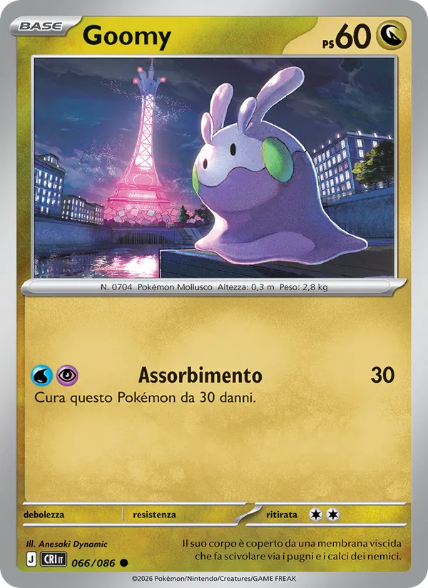 Carta Goomy dell'espansione Caos Nascente, numero 066/86