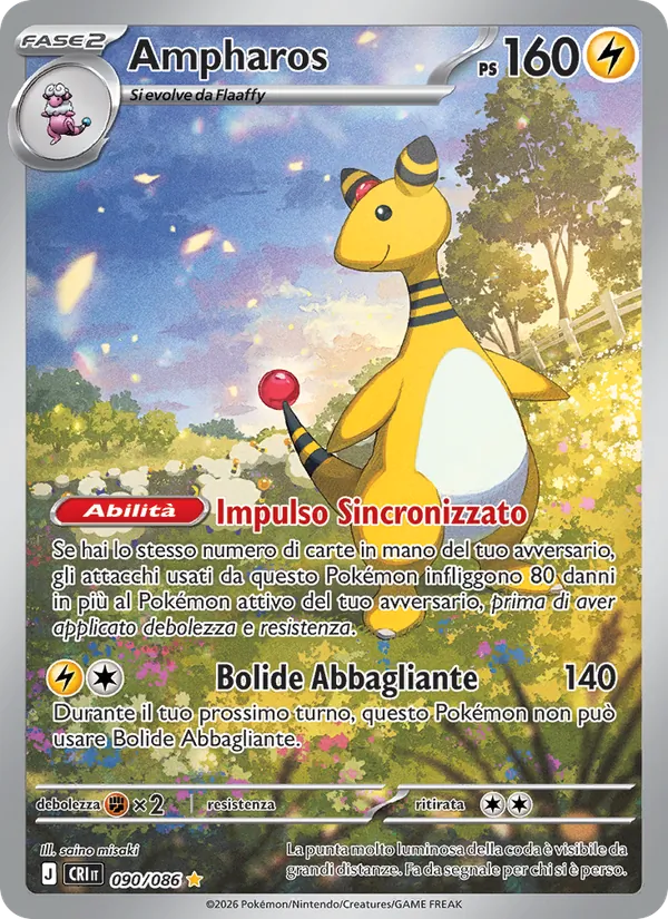 Carta Ampharos dell'espansione Caos Nascente, numero 090/86