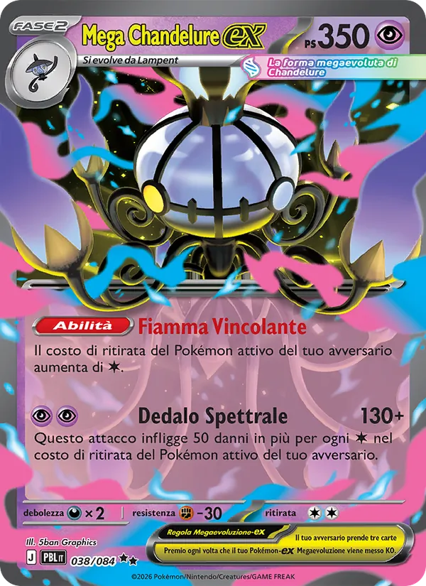 Carta Mega Chandelure-ex dell'espansione Buio Pesto, numero 038/84