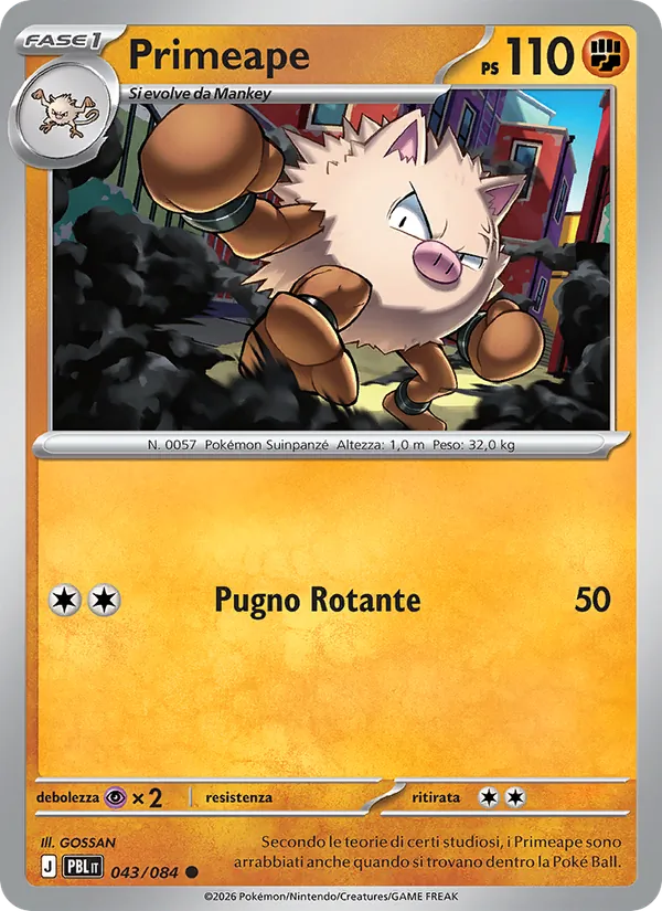 Carta Primeape dell'espansione Buio Pesto, numero 043/84