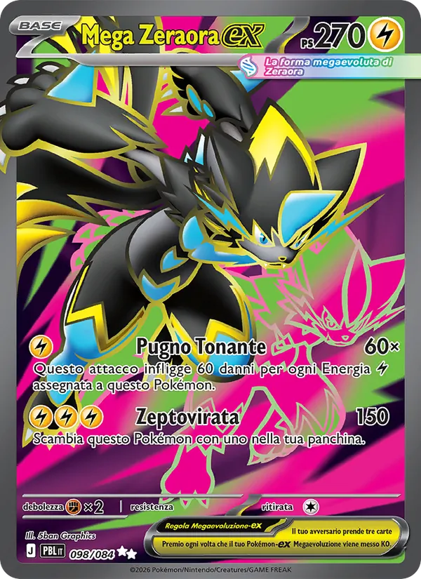 Carta Mega Zeraora-ex dell'espansione Buio Pesto, numero 098/84