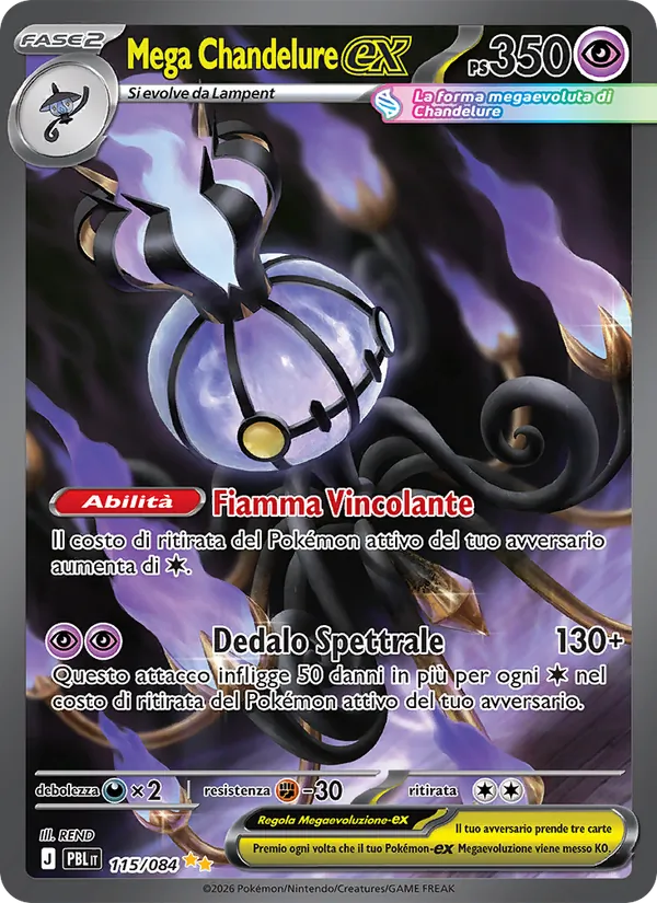 Carta Mega Chandelure-ex dell'espansione Buio Pesto, numero 115/84