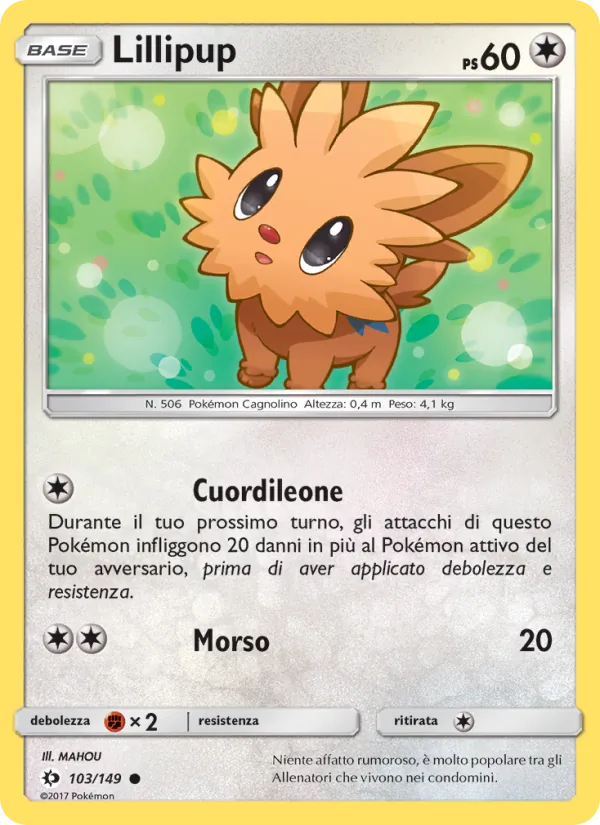 Carta Lillipup dell'espansione Sole e Luna, numero 103/149