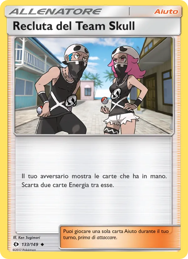 Carta Recluta del Team Skull dell'espansione Sole e Luna, numero 133/149