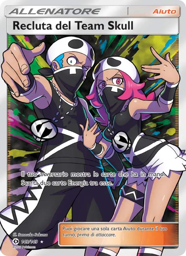Carta Recluta del Team Skull dell'espansione Sole e Luna, numero 149/149