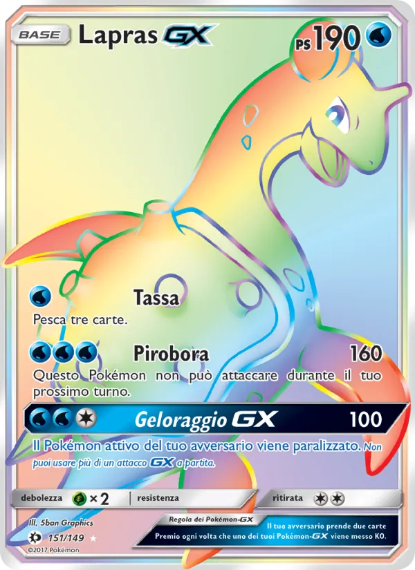 Carta Lapras GX dell'espansione Sole e Luna, numero 151/149