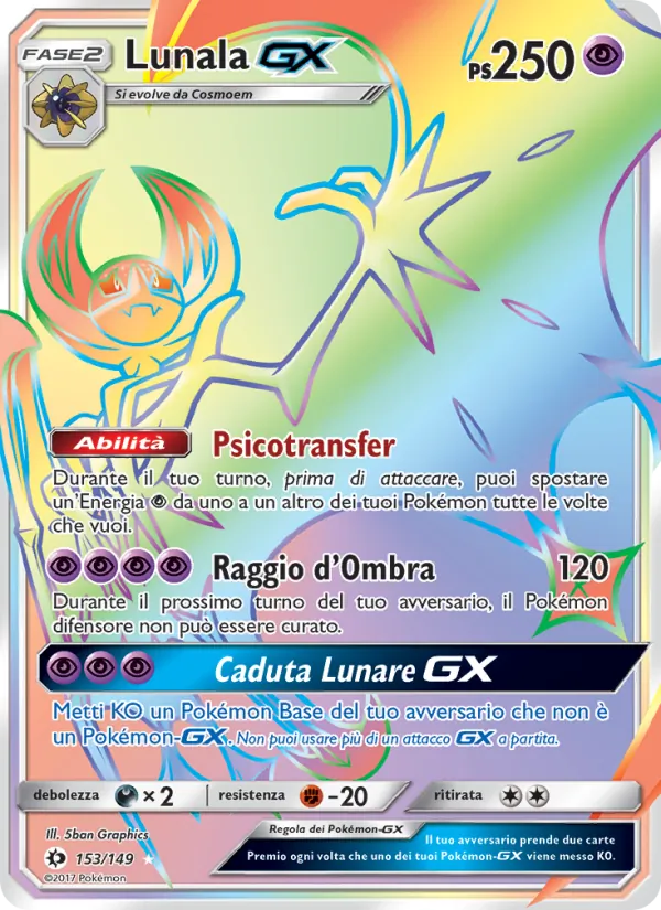 Carta Lunala GX dell'espansione Sole e Luna, numero 153/149