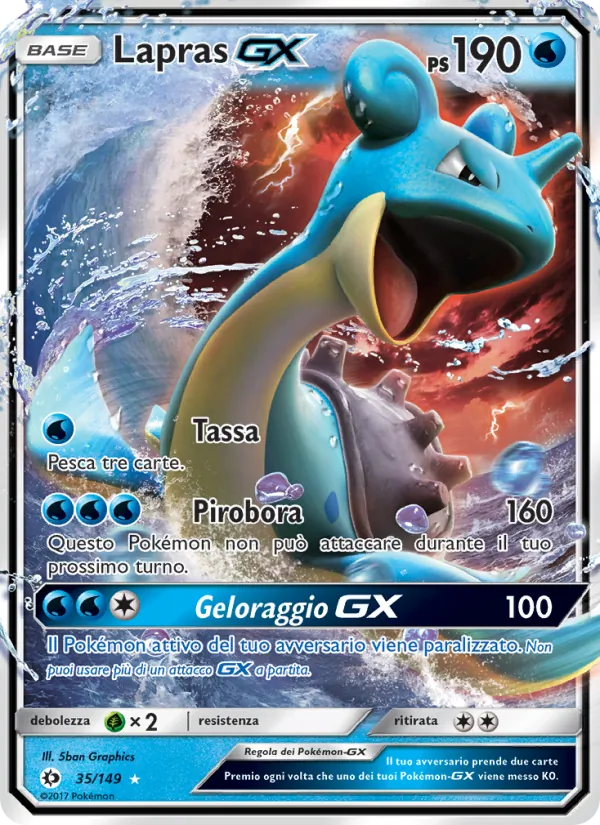Carta Lapras GX dell'espansione Sole e Luna, numero 35/149