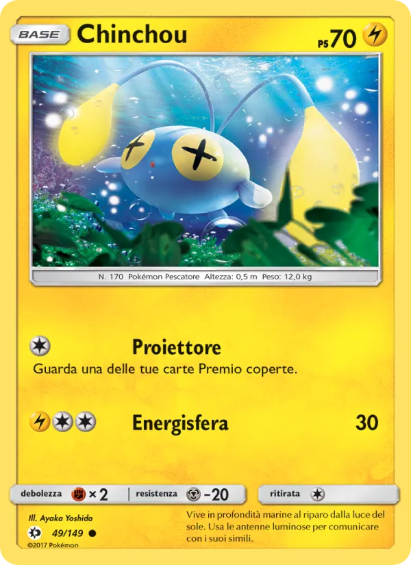 Carta Chinchou dell'espansione Sole e Luna, numero 49/149